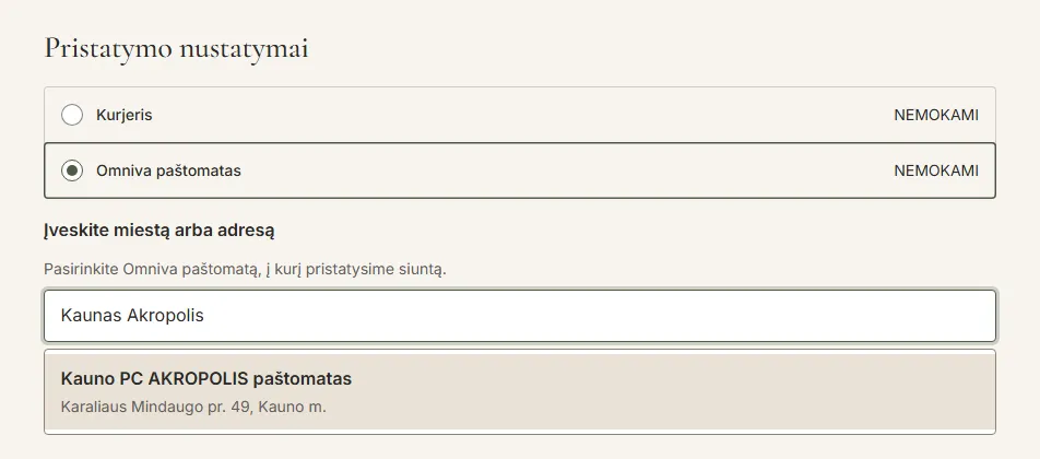 Apmokėjimas su Omniva paštomato paieška