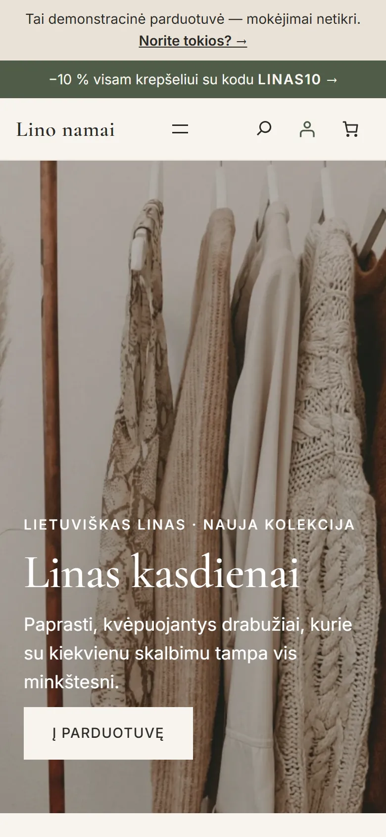 Lino namai el. parduotuvė telefone